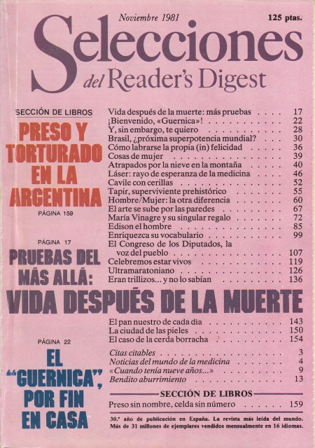 SELECCIONES DEL READER'S  DIGEST NOVIEMBRE 1981